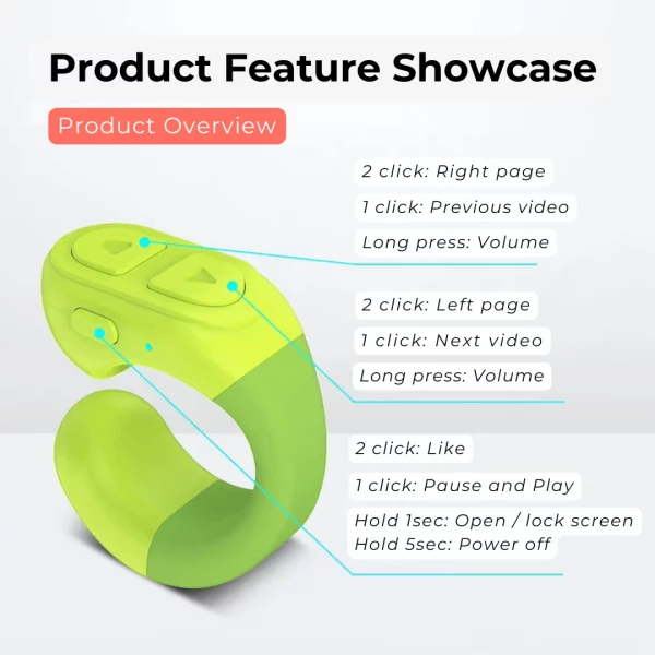 📱 Bluetooth 5.0 Scrolling Ring & Camera Remote - Image 8