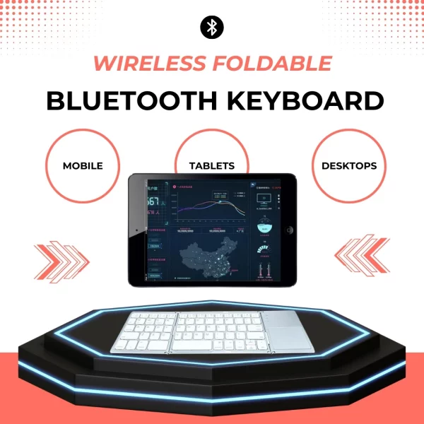 🌟 Wireless Foldable Bluetooth Keyboard 🌟 📱💻 With Touchpad