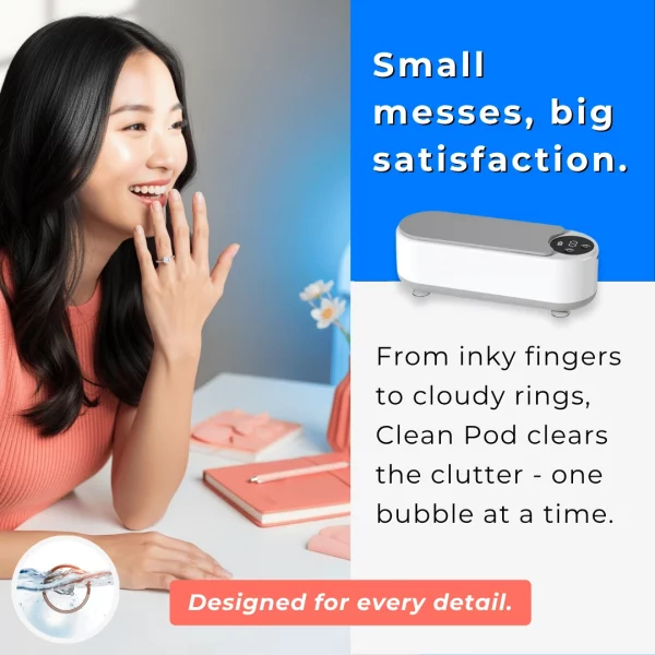💍👓 Clean Pod – Portable Ultrasonic Cleaning Machine (450ml) - Image 7