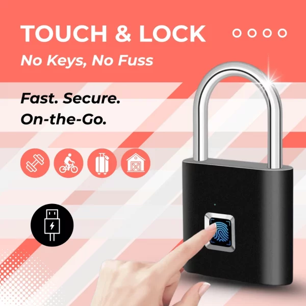 🔒🔋  Smart Fingerprint Padlock – USB Rechargeable & Mini Size