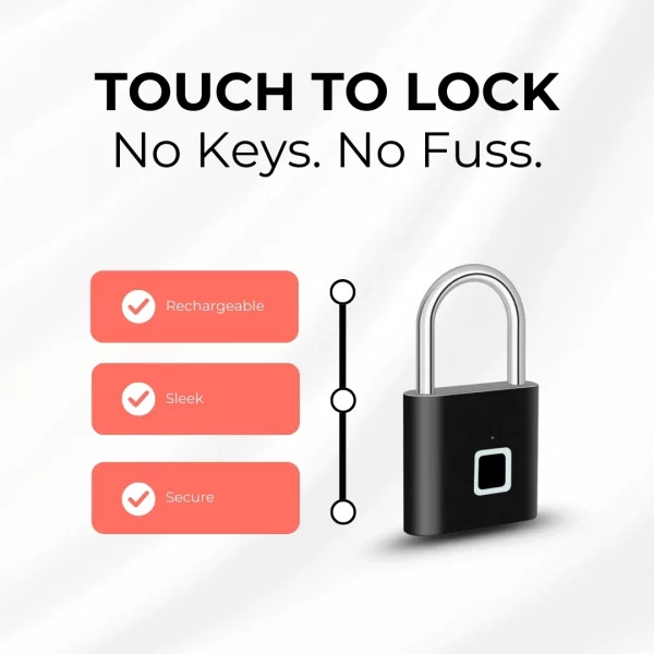 🔒🔋  Smart Fingerprint Padlock – USB Rechargeable & Mini Size - Image 12