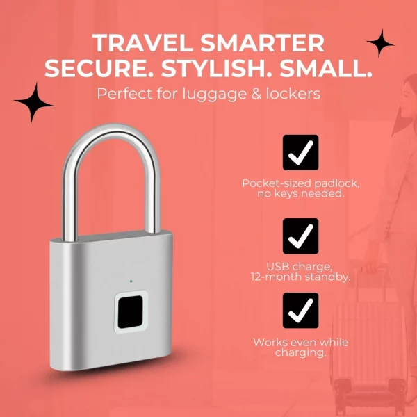 🔒🔋  Smart Fingerprint Padlock – USB Rechargeable & Mini Size - Image 11